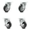 Service Caster 4 Inch Thermoplastic Rubber Wheel Swivel Top Plate Caster Set with 2 Brakes SCC SCC-20S414-TPRB-2-TLB-2 - alternate 1